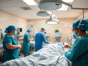 Personal medical în acțiune într-un spital de urgență.