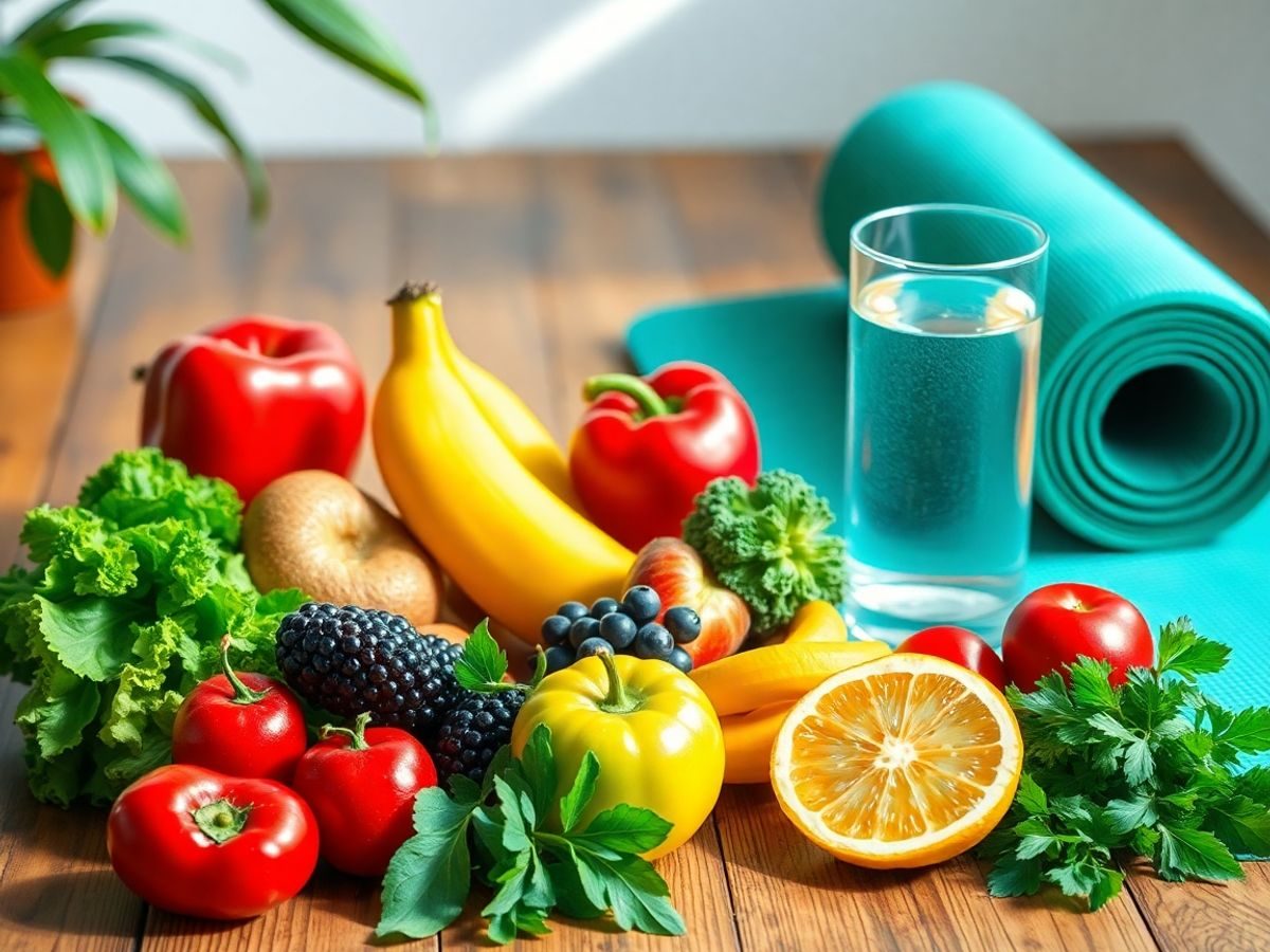 Fructe și legume proaspete pe o masă din lemn.