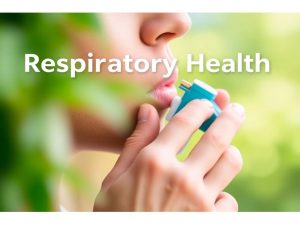 Persoana folosind un inhalator in natura.