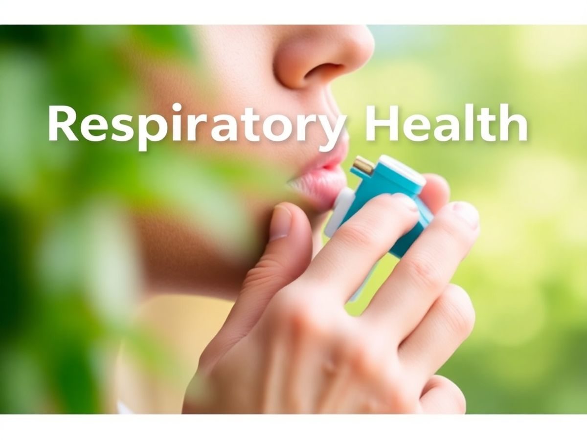 Persoana folosind un inhalator in natura.