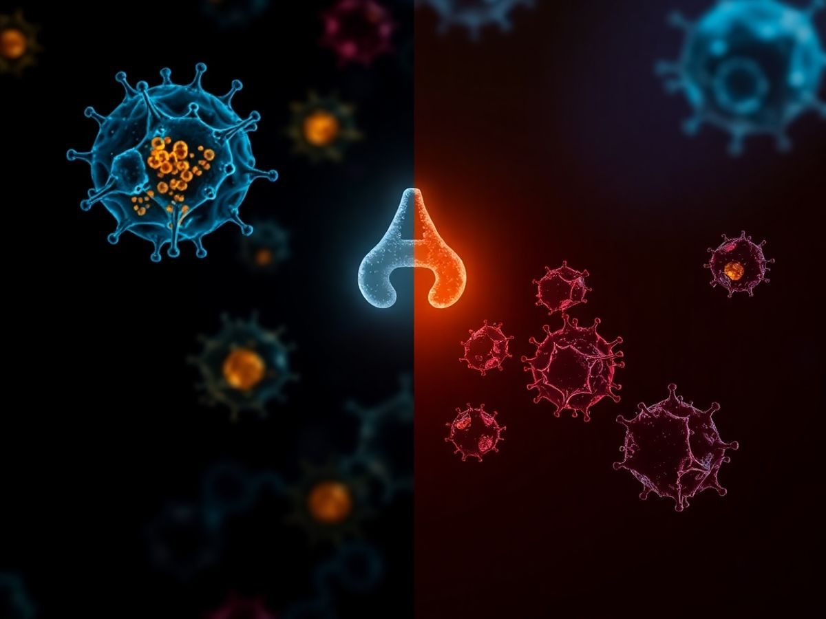 Celule sănătoase și deteriorate, cu antioxidant pe fundal